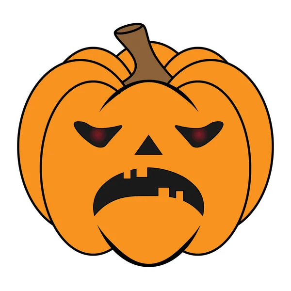 Abóbora Assustadora Halloween Simples Com Rosto Engraçado Estilo Plano — Vetor de Stock