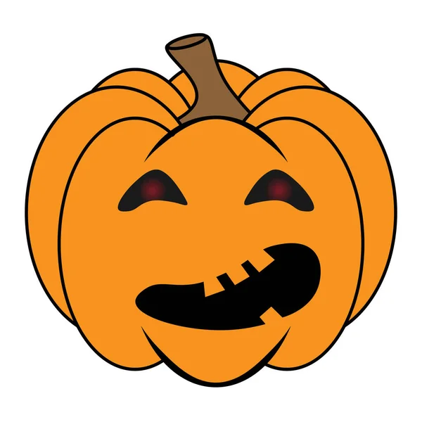 Simple Halloween Scary Pumpkin Funny Face Flat Style — Stock Vector