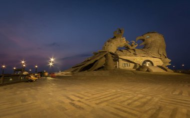 A night view of Jatayu Sculpture
