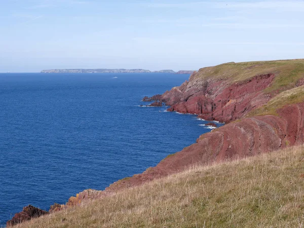 Pembrokeshire Patrząc Annes Głowę Kierunku Skomer Września 2018 — Zdjęcie stockowe