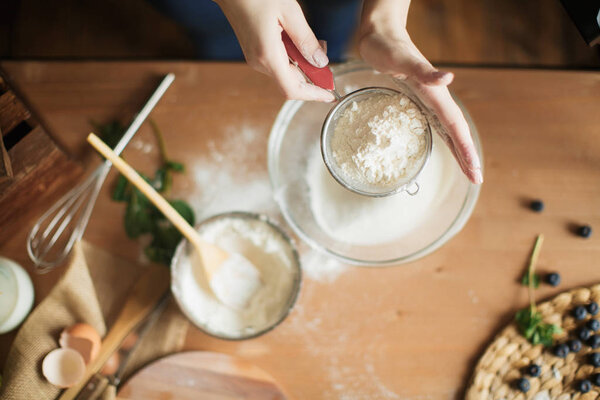 cooking cake on the table and baking cake ingredients