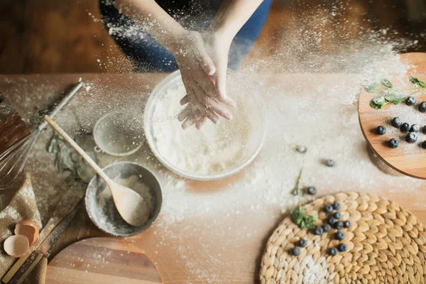 cooking cake on the table and baking cake ingredients