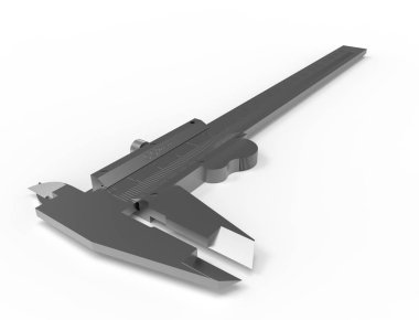 Beyaz arka plan üzerinde izole edilmiş bir kaliperin 3d işlemesi