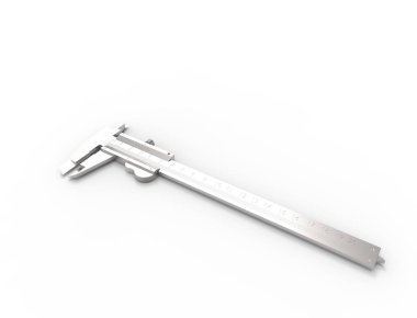 Beyaz arka plan üzerinde izole edilmiş bir kaliperin 3d işlemesi