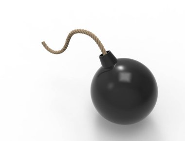 Beyaz arka plan üzerinde izole klasik bir bomba 3d render.