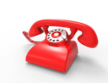 Beyaz stüdyo arka planda izole klasik bir vintage telefon 3d render