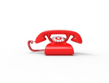 Beyaz stüdyo arka planda izole klasik bir vintage telefon 3d render