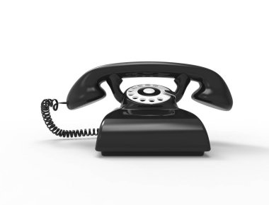 Beyaz stüdyo arka planda izole klasik bir vintage telefon 3d render