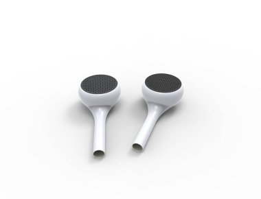 Beyaz arka planda izole kablosuz bluetooth kulak telefonları 3d render.