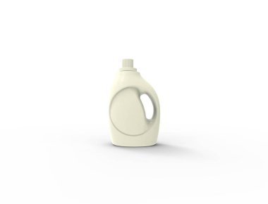 Beyaz arka planda beyaz çamaşır tozu plastik şişe 3d render