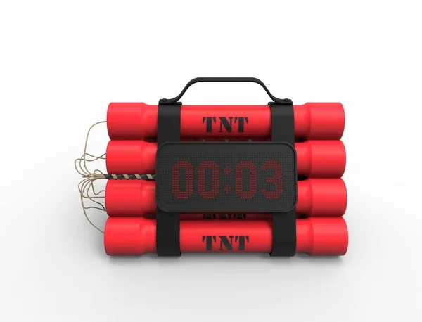 3D illustration 3D rendering of dynamite bomb with a timer in white background. — Stock Photo, Image