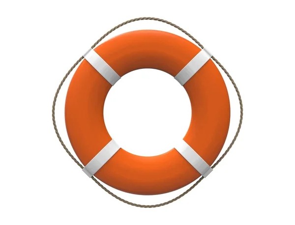 3D rendering of a orange life buoy isolated on white background — Stock Photo, Image