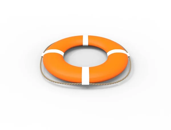 3D rendering of a orange life buoy isolated on white background — Stock Photo, Image