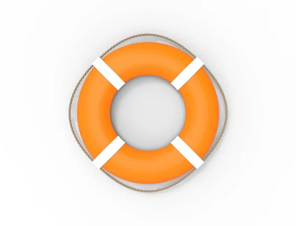 3d 渲染在白色背景上隔离的橙色救生浮标 — 图库照片