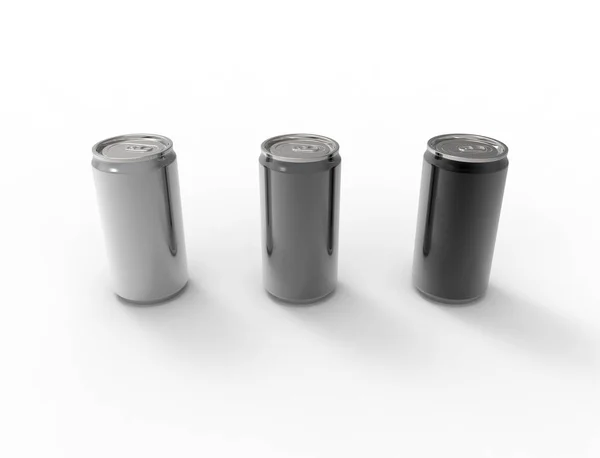 3D rendering of multiple soda cans isolated in white studio background — Stock Photo, Image