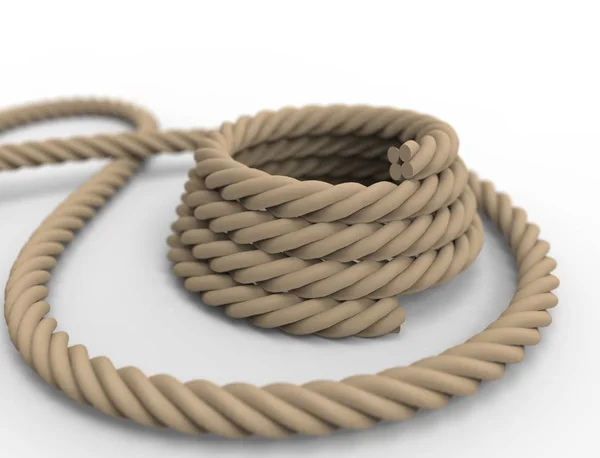 3D візуалізація морської мотузки на білому тлі . — стокове фото