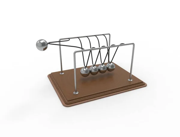 3D-rendering van een Newton Cradle geïsoleerd op witte studio achtergrond — Stockfoto