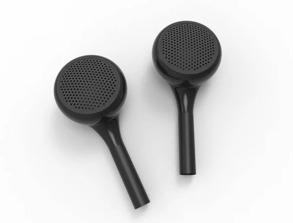 Beyaz arka planda izole kablosuz bluetooth kulak telefonları 3d render.