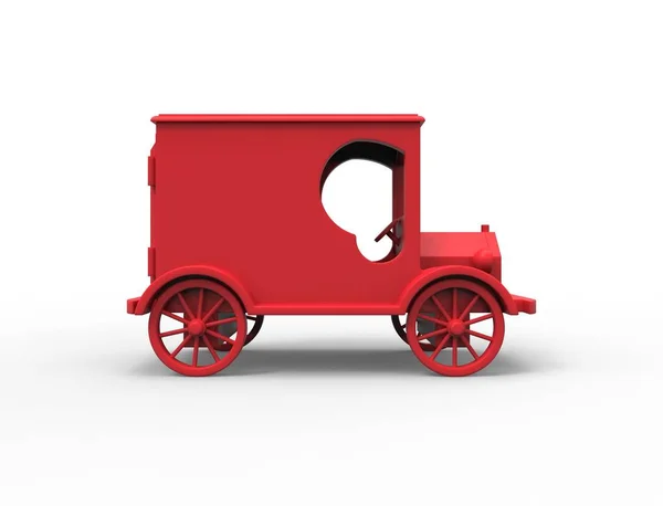 3D rendering illustration of a red classic vintage retro toy mail car. — Stock Photo, Image