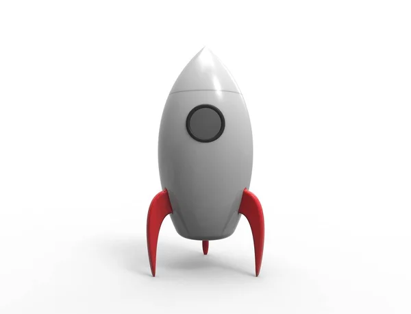3D rendering of cartoon toy rocket ioslated on white background — Stock Photo, Image