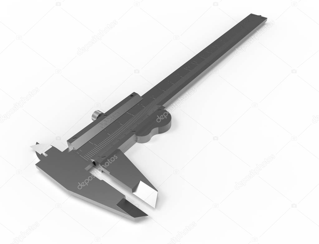3D rendering of a calliper isolated on white background
