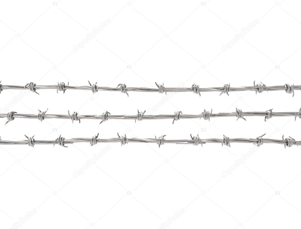 3D rendering of bardbed wire isolated on white background.