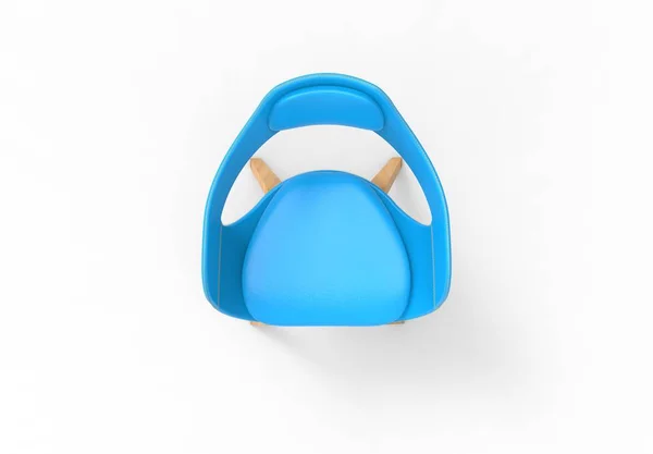 Ilustración 3D representación de una silla de diseño de cuero redondo azul claro . —  Fotos de Stock