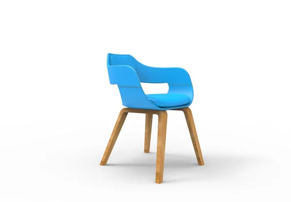 Ilustración 3D representación de una silla de diseño de cuero redondo azul claro . — Foto de Stock