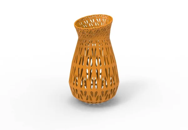 Illustration 3D rendu 3D d'un vase orange jaune imprimé en 3D — Photo