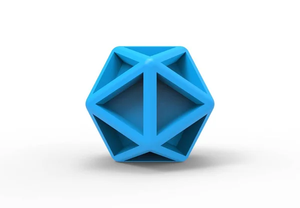 Açık mavi icosahedron geometrik 3d şekil nesnenin 3d render illüstrasyon — Stok fotoğraf