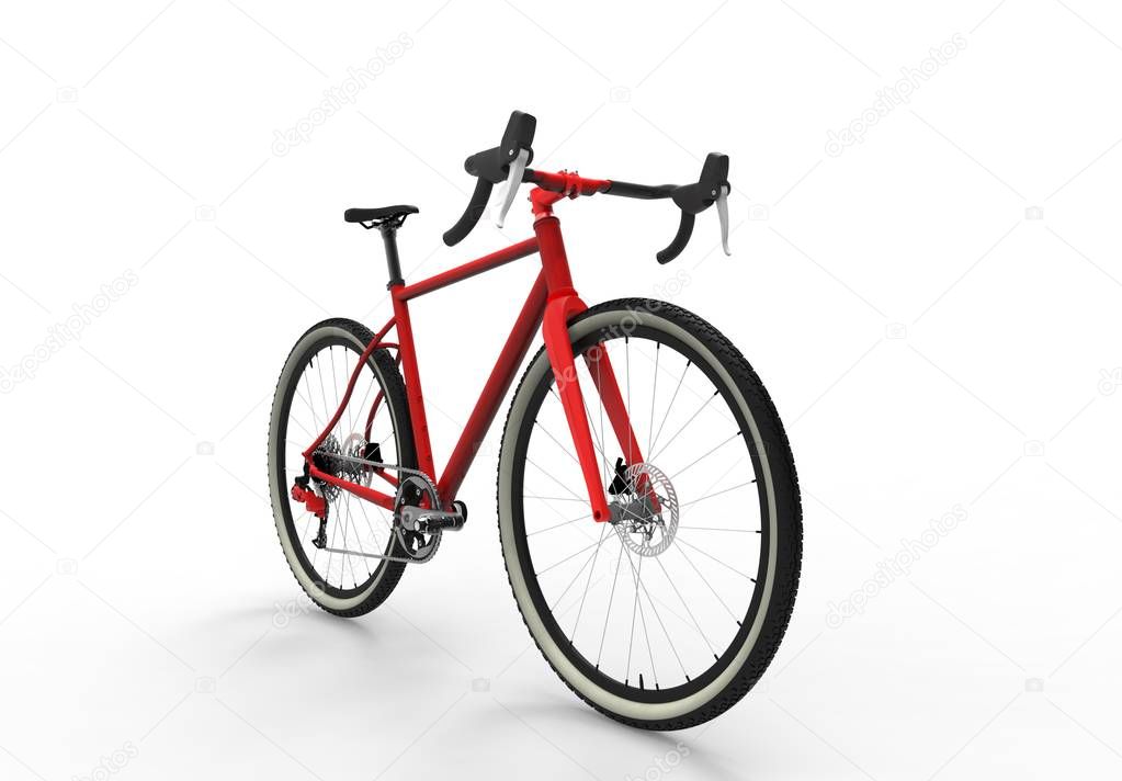 3D illustration of a modern high speed red sports race bicycle