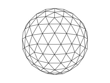 Beyaz arka planda izole jeodezik küre çizgi çizim vektörü