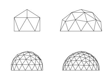 Beyaz arka plan üzerine jeodezik kubbeler vektör illüstrasyon çizgi illüstrasyon