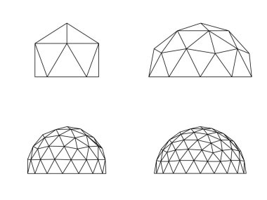 Geodesic domes vector illustration line illustration on white background clipart