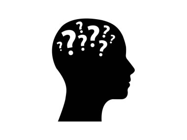 soru işaretleri vektör çizimi ile baş yan görünüm