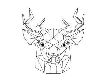 Geyik baş origami illüstrasyon vektör izole gibi.