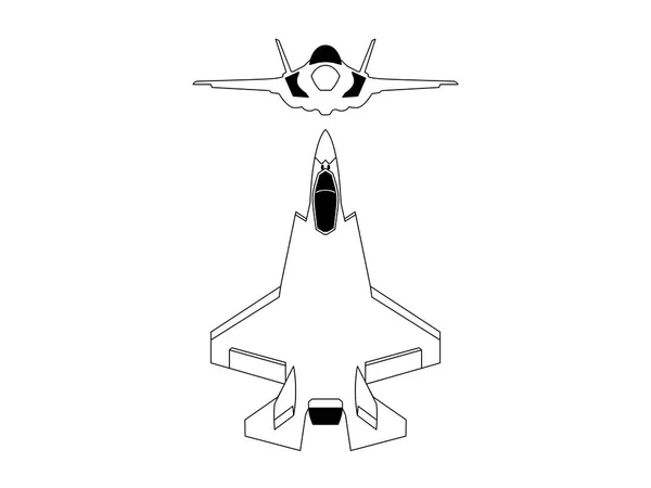 Moderno avión de combate vector plano aislado sobre fondo blanco — Vector de stock