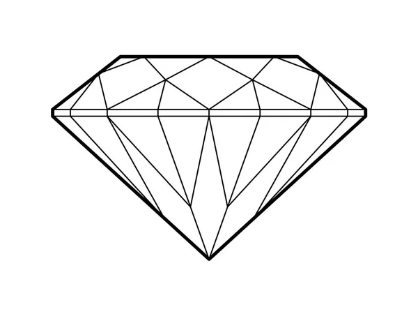 Дорогоцінний діамантовий вид збоку лінії малювання Вектор ізольовані . — стоковий вектор