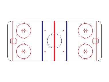 Buz hokeyi alanı renkli illüstrasyon beyaz arka plan izole