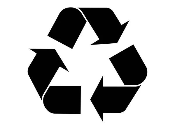 Geri dönüşüm logosu siyah ve beyaz beyaz arka plan üzerinde izole.