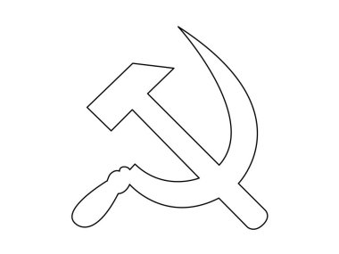 Çekiç ve Orak çizgi vektörü beyaz arka planda izole