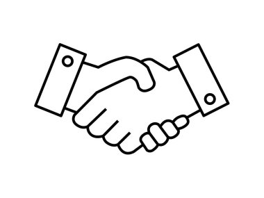 Beyaz arka planda izole edilmiş İş El Sıkışması çizimi.