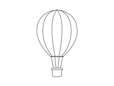 Sıcak hava ballon vektör hattı çizim beyaz arka plan üzerinde izole