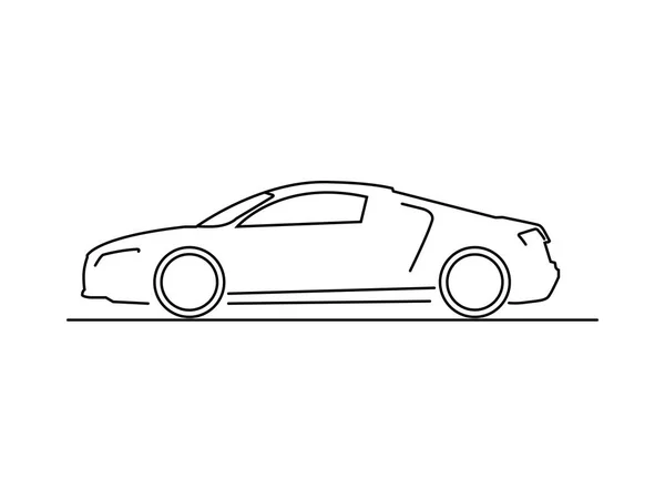 Car side view line drawing isolated on white background vector — Stock Vector