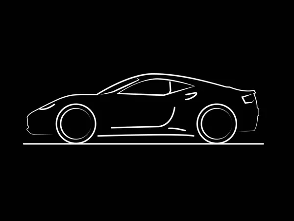 Vektör formatında siyah arka plan üzerine çizim araç yan görüş çizgisi. — Stok Vektör
