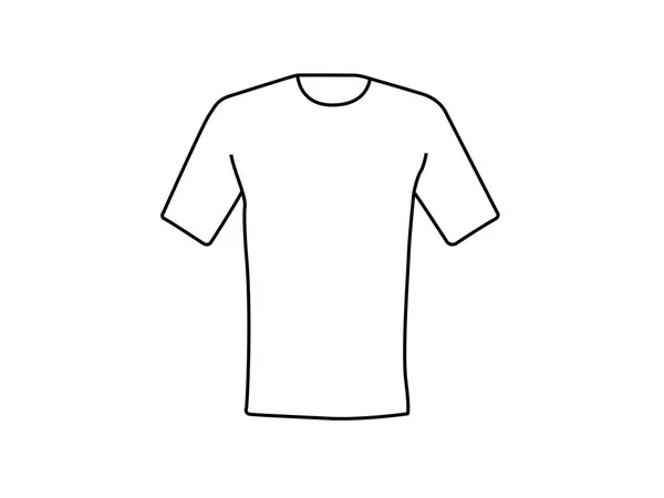 Bianco T-shirt icona modello linea disegno vettore su sfondo bianco — Vettoriale Stock