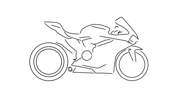 Linha de motocicleta desenho vista lateral isolado no fundo branco — Vetor de Stock