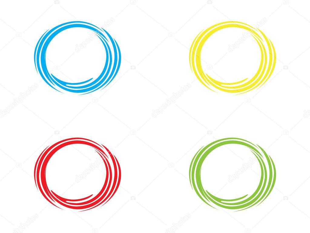 Four bright colored circles vector isolated on white background.