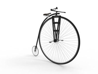 Beyaz arka plan üzerinde izole bir vintage velocipede 3d render