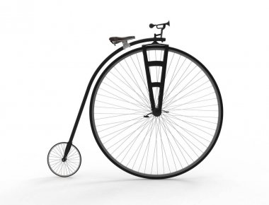 Beyaz arka plan üzerinde izole bir vintage velocipede 3d render